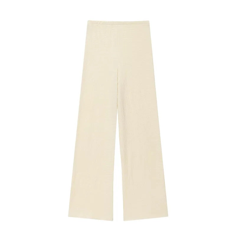 MUJER 2025 Women's Pants Sets Textured High Waist Pants for Women Summer Loose Pants Woman Streetwear Casual Trousers Womens